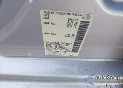 2020 Nissan Altima Sl Fwd из США, поврежденный, VIN 1N4BL4EV9LC163668